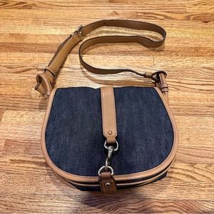 Michael Kors Jamie Denim/Leather Large Saddle Bag